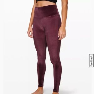 Velvet-like lululemon leggins maroon size 2. Like new